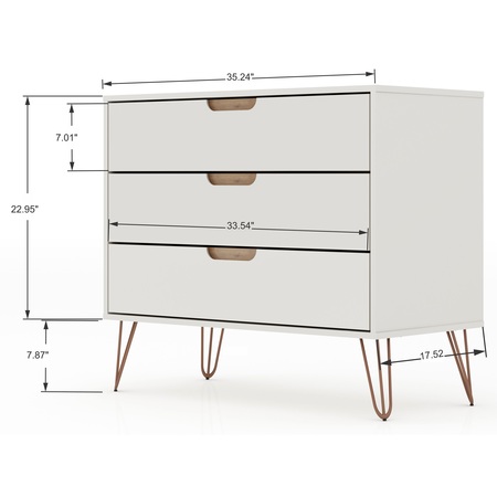 Manhattan Comfort Rockefeller Dresser, Off White and Nature 103GMC3